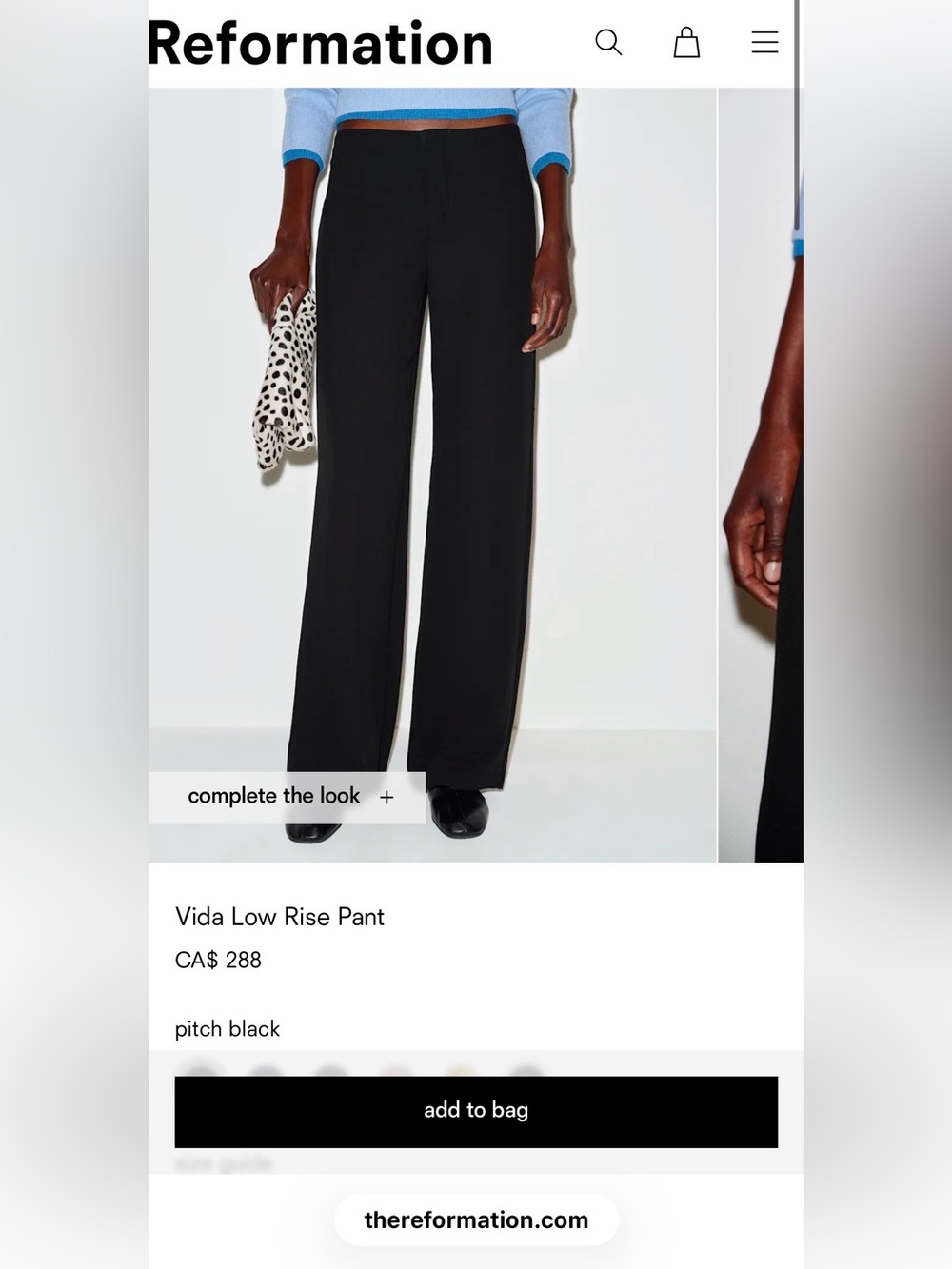 REFORMATION Vida Low Rise Pant